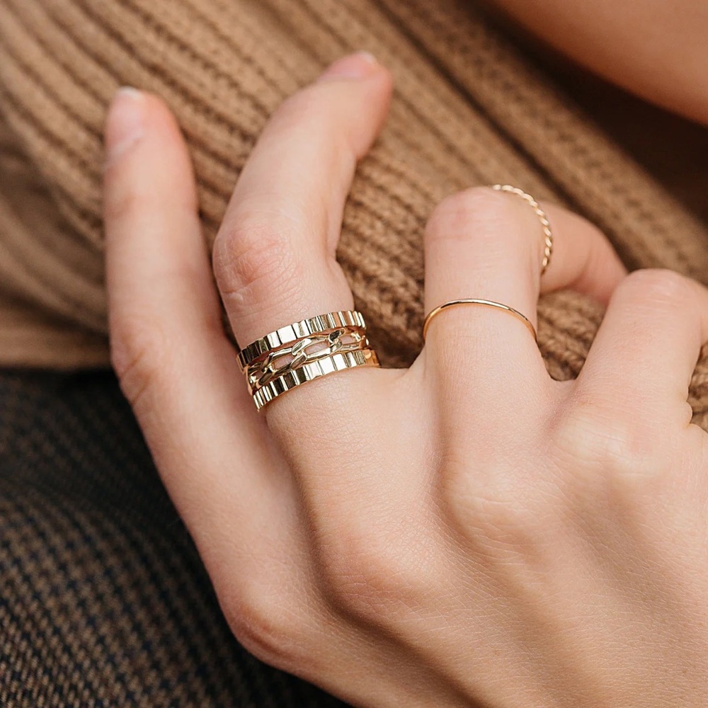 14k Gold Stacking Rings, set of 7